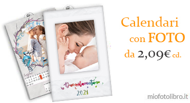 calendari con foto da parete a 2, 3, 4, 6, 12 pagine, anche con confezione regalo